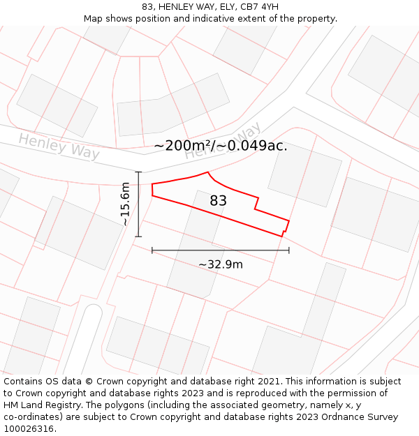 83, HENLEY WAY, ELY, CB7 4YH: Plot and title map
