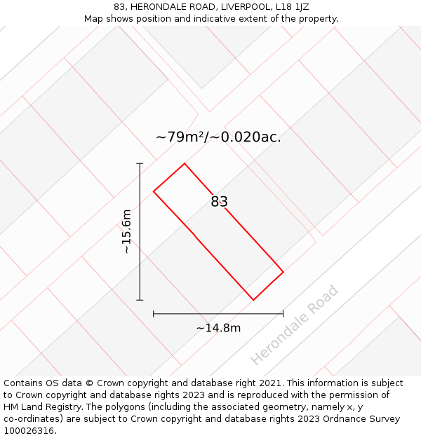 83, HERONDALE ROAD, LIVERPOOL, L18 1JZ: Plot and title map