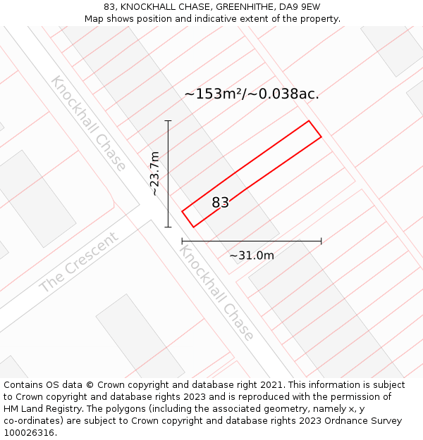 83, KNOCKHALL CHASE, GREENHITHE, DA9 9EW: Plot and title map