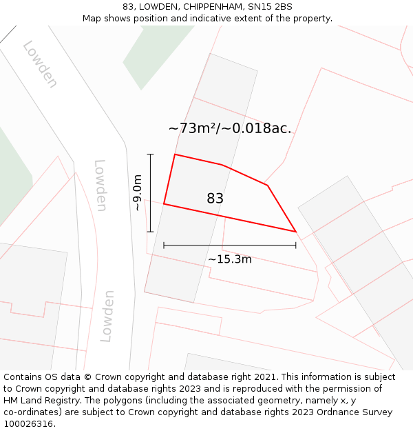 83, LOWDEN, CHIPPENHAM, SN15 2BS: Plot and title map