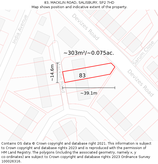 83, MACKLIN ROAD, SALISBURY, SP2 7HD: Plot and title map