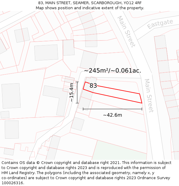 83, MAIN STREET, SEAMER, SCARBOROUGH, YO12 4RF: Plot and title map