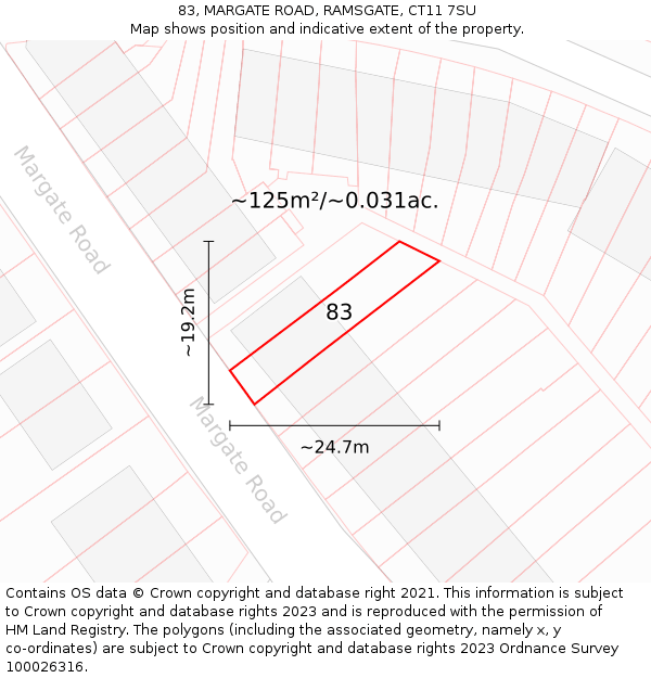 83, MARGATE ROAD, RAMSGATE, CT11 7SU: Plot and title map