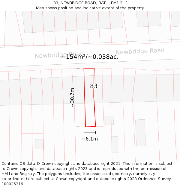 83, NEWBRIDGE ROAD, BATH, BA1 3HF: Plot and title map