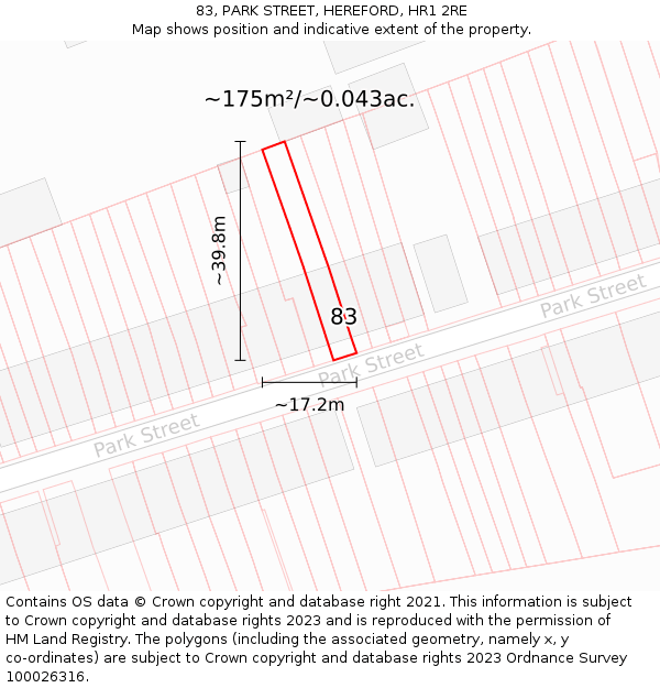 83, PARK STREET, HEREFORD, HR1 2RE: Plot and title map
