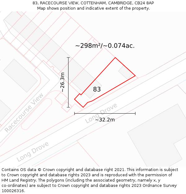 83, RACECOURSE VIEW, COTTENHAM, CAMBRIDGE, CB24 8AP: Plot and title map