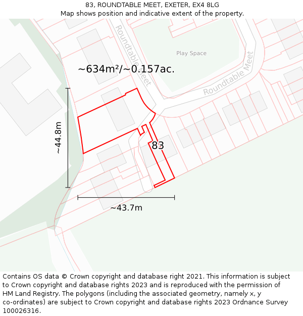 83, ROUNDTABLE MEET, EXETER, EX4 8LG: Plot and title map
