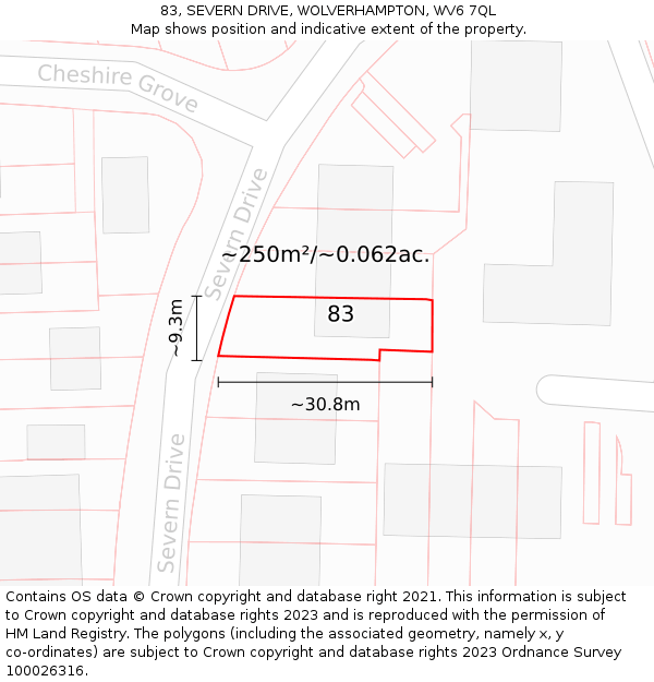 83, SEVERN DRIVE, WOLVERHAMPTON, WV6 7QL: Plot and title map