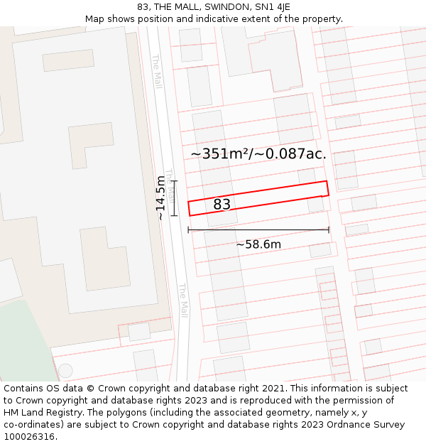 83, THE MALL, SWINDON, SN1 4JE: Plot and title map