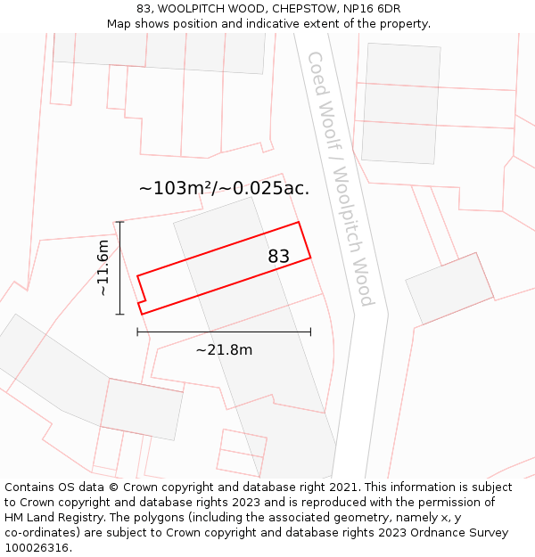 83, WOOLPITCH WOOD, CHEPSTOW, NP16 6DR: Plot and title map