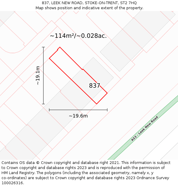 837, LEEK NEW ROAD, STOKE-ON-TRENT, ST2 7HQ: Plot and title map