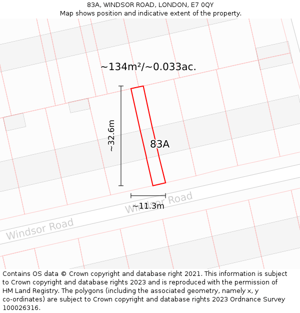 83A, WINDSOR ROAD, LONDON, E7 0QY: Plot and title map
