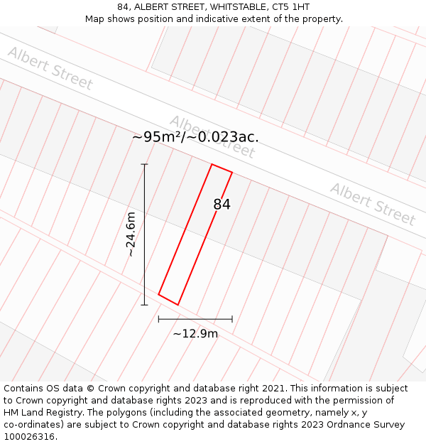 84, ALBERT STREET, WHITSTABLE, CT5 1HT: Plot and title map