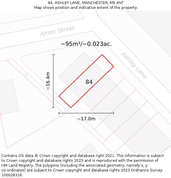 84, ASHLEY LANE, MANCHESTER, M9 4NT: Plot and title map