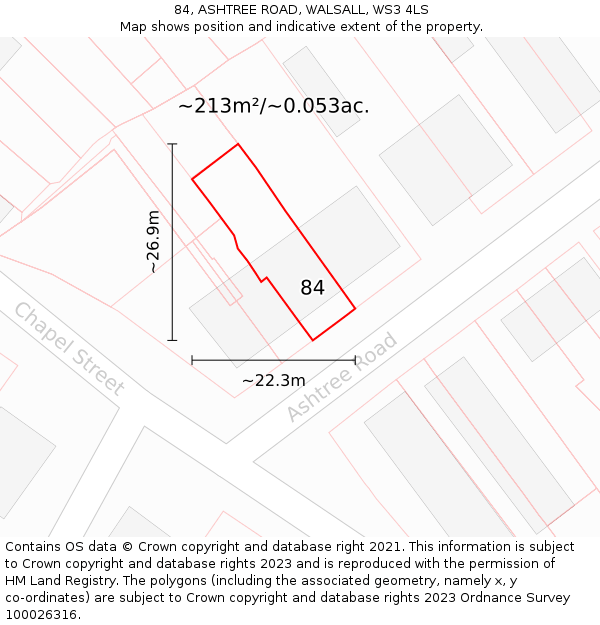 84, ASHTREE ROAD, WALSALL, WS3 4LS: Plot and title map