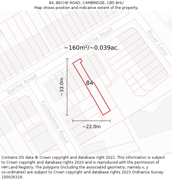 84, BECHE ROAD, CAMBRIDGE, CB5 8HU: Plot and title map
