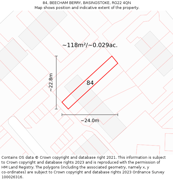 84, BEECHAM BERRY, BASINGSTOKE, RG22 4QN: Plot and title map