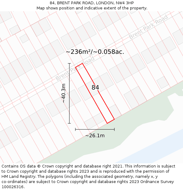 84, BRENT PARK ROAD, LONDON, NW4 3HP: Plot and title map