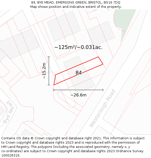 84, BYE MEAD, EMERSONS GREEN, BRISTOL, BS16 7DQ: Plot and title map