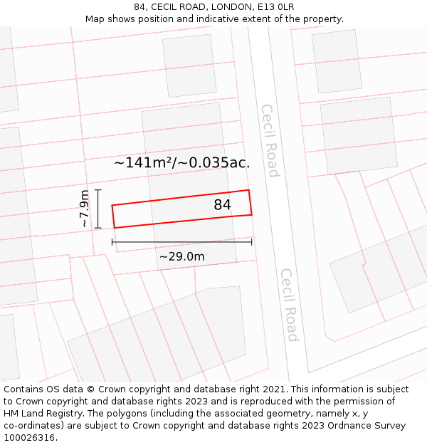 84, CECIL ROAD, LONDON, E13 0LR: Plot and title map