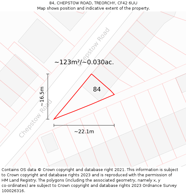 84, CHEPSTOW ROAD, TREORCHY, CF42 6UU: Plot and title map