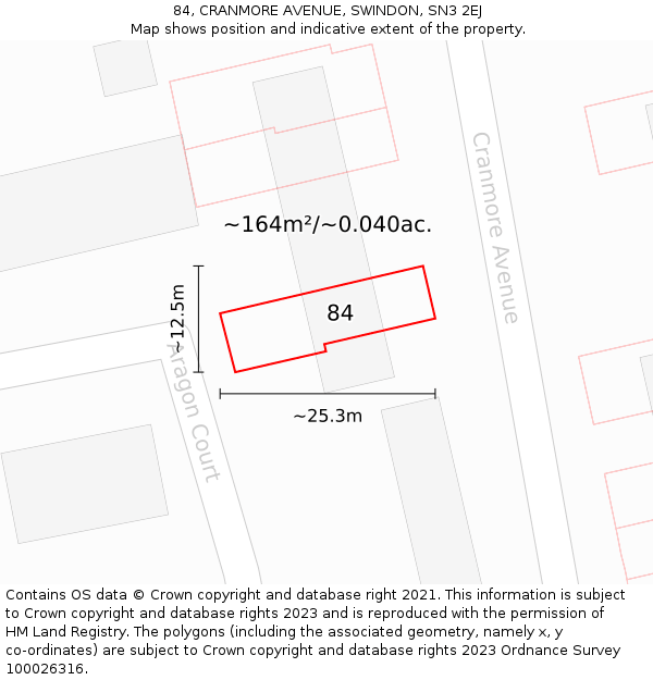 84, CRANMORE AVENUE, SWINDON, SN3 2EJ: Plot and title map