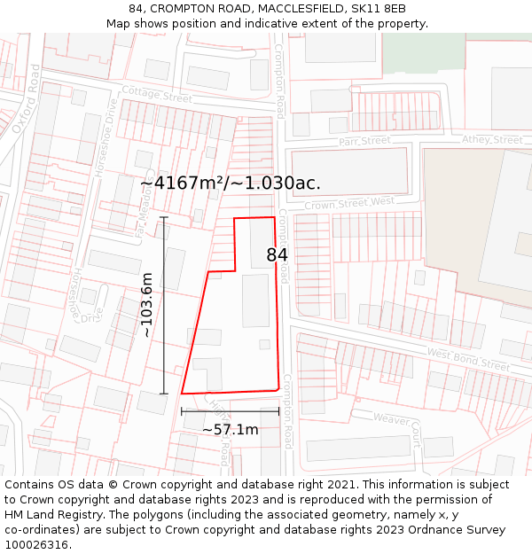 84, CROMPTON ROAD, MACCLESFIELD, SK11 8EB: Plot and title map