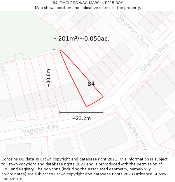 84, DAGLESS WAY, MARCH, PE15 8QY: Plot and title map
