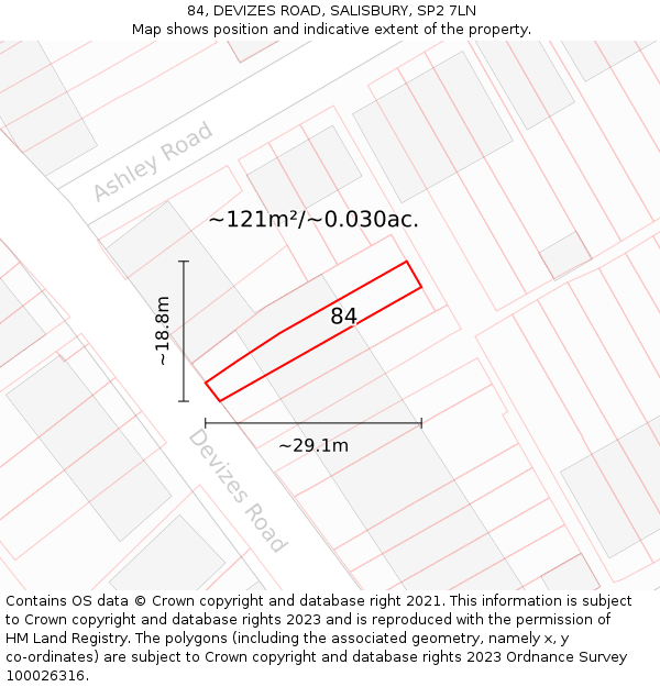 84, DEVIZES ROAD, SALISBURY, SP2 7LN: Plot and title map