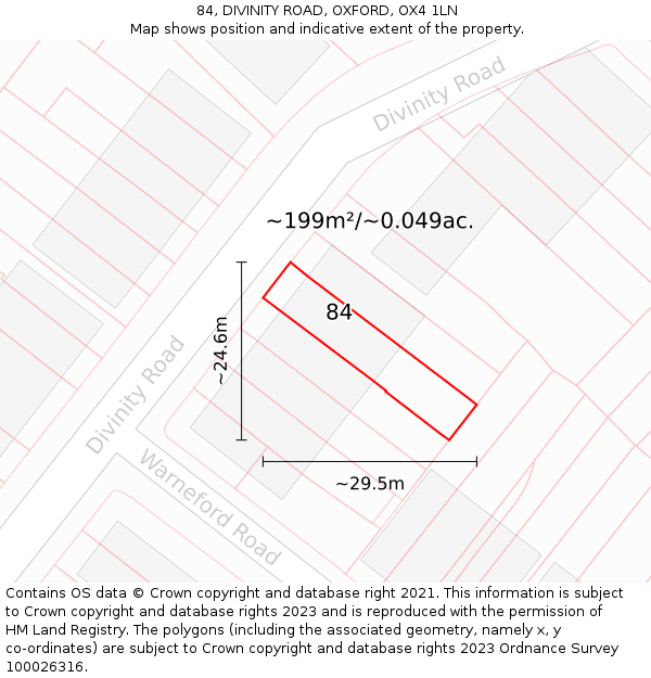 84, DIVINITY ROAD, OXFORD, OX4 1LN: Plot and title map
