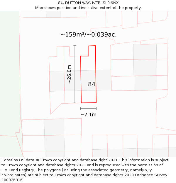 84, DUTTON WAY, IVER, SL0 9NX: Plot and title map
