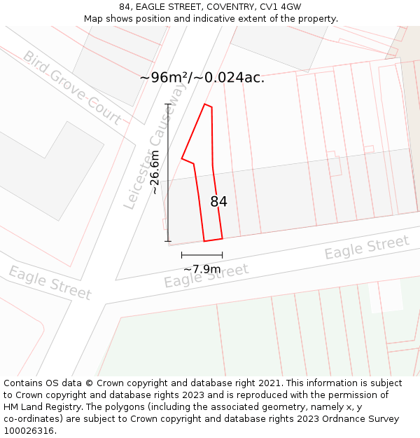 84, EAGLE STREET, COVENTRY, CV1 4GW: Plot and title map