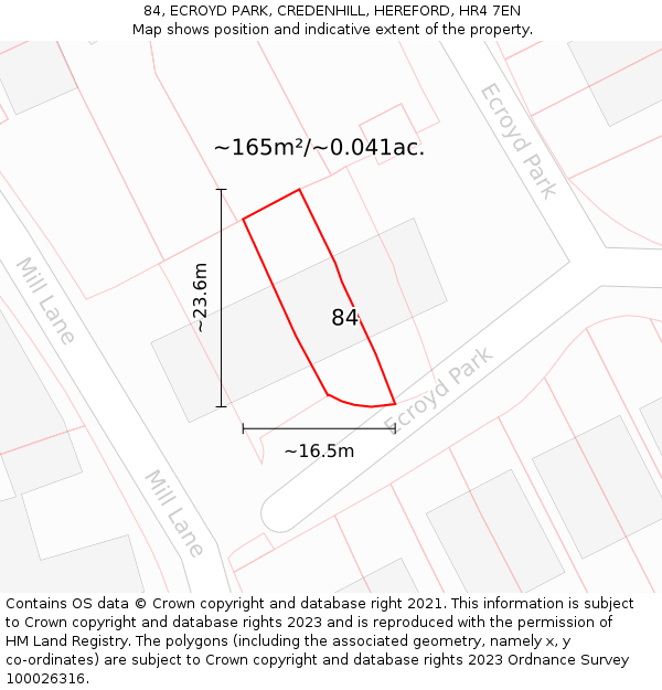 84, ECROYD PARK, CREDENHILL, HEREFORD, HR4 7EN: Plot and title map