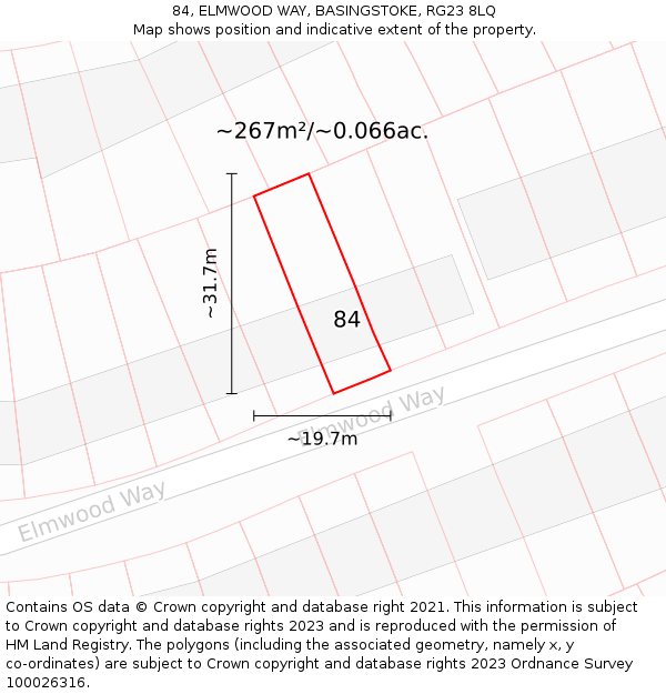 84, ELMWOOD WAY, BASINGSTOKE, RG23 8LQ: Plot and title map