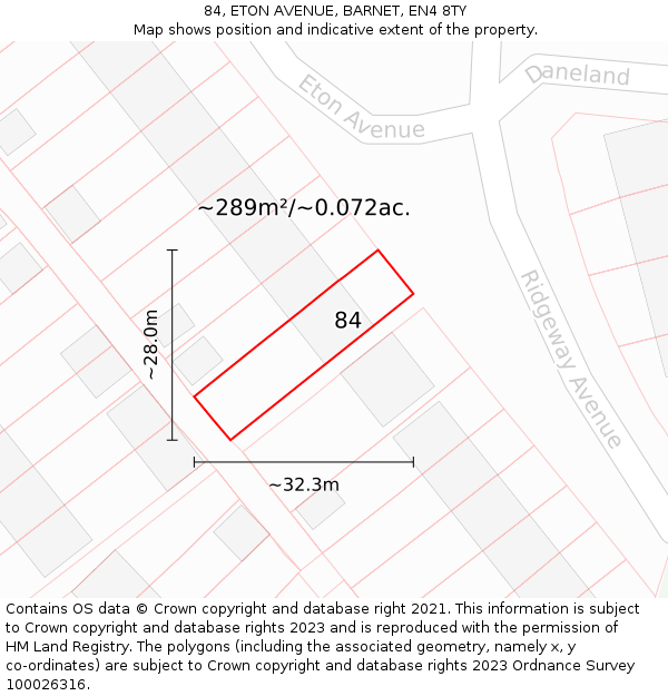 84, ETON AVENUE, BARNET, EN4 8TY: Plot and title map