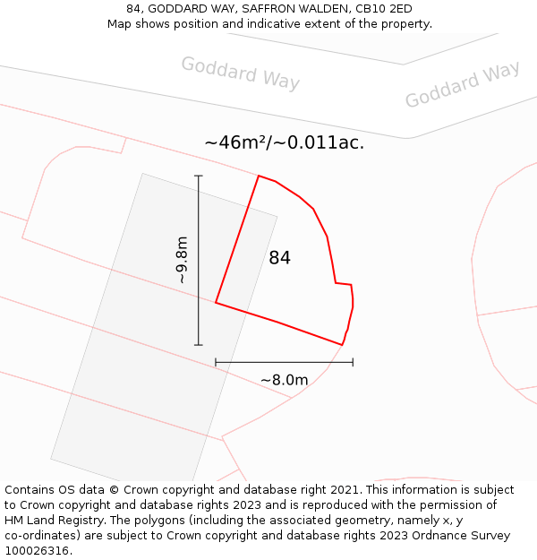 84, GODDARD WAY, SAFFRON WALDEN, CB10 2ED: Plot and title map