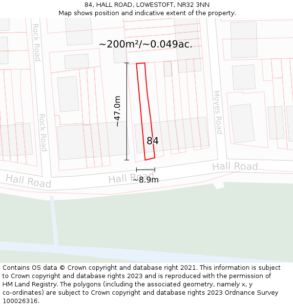 84, HALL ROAD, LOWESTOFT, NR32 3NN: Plot and title map