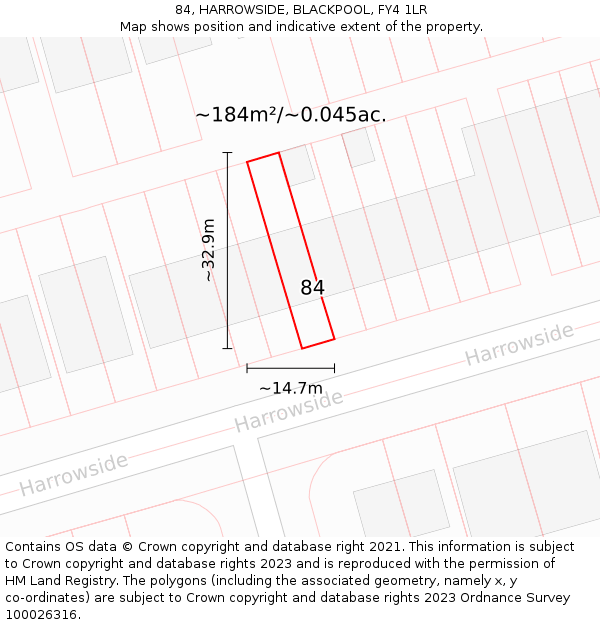 84, HARROWSIDE, BLACKPOOL, FY4 1LR: Plot and title map