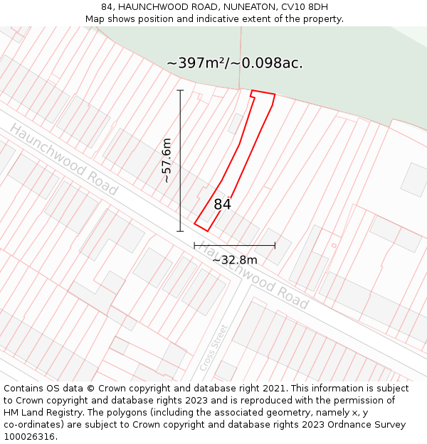 84, HAUNCHWOOD ROAD, NUNEATON, CV10 8DH: Plot and title map