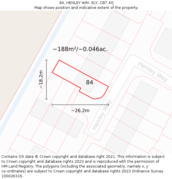 84, HENLEY WAY, ELY, CB7 4YJ: Plot and title map