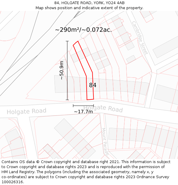 84, HOLGATE ROAD, YORK, YO24 4AB: Plot and title map