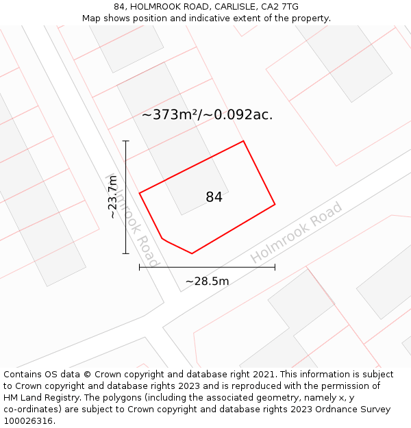 84, HOLMROOK ROAD, CARLISLE, CA2 7TG: Plot and title map