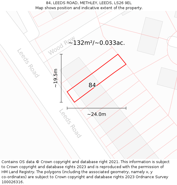 84, LEEDS ROAD, METHLEY, LEEDS, LS26 9EL: Plot and title map