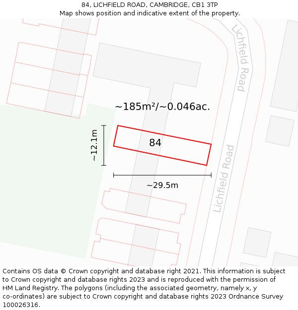 84, LICHFIELD ROAD, CAMBRIDGE, CB1 3TP: Plot and title map