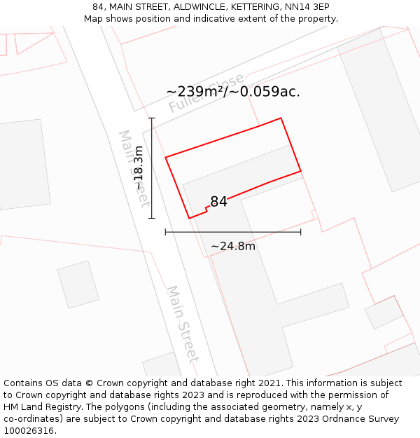 84, MAIN STREET, ALDWINCLE, KETTERING, NN14 3EP: Plot and title map