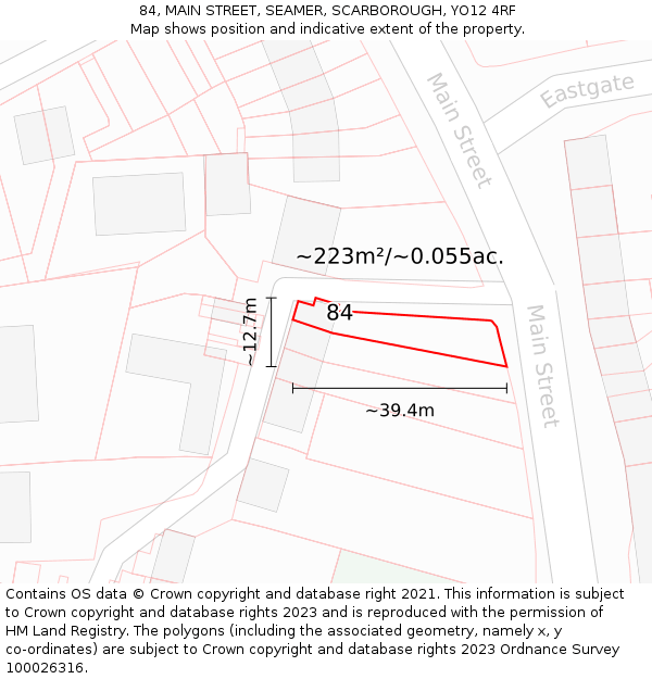 84, MAIN STREET, SEAMER, SCARBOROUGH, YO12 4RF: Plot and title map