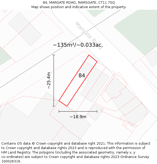 84, MARGATE ROAD, RAMSGATE, CT11 7SQ: Plot and title map