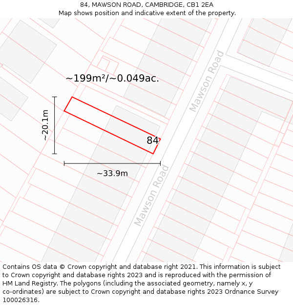 84, MAWSON ROAD, CAMBRIDGE, CB1 2EA: Plot and title map