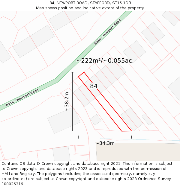 84, NEWPORT ROAD, STAFFORD, ST16 1DB: Plot and title map