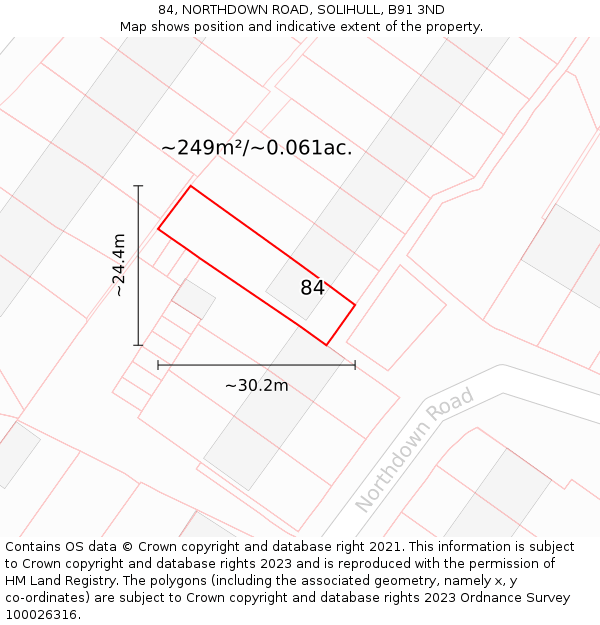 84, NORTHDOWN ROAD, SOLIHULL, B91 3ND: Plot and title map